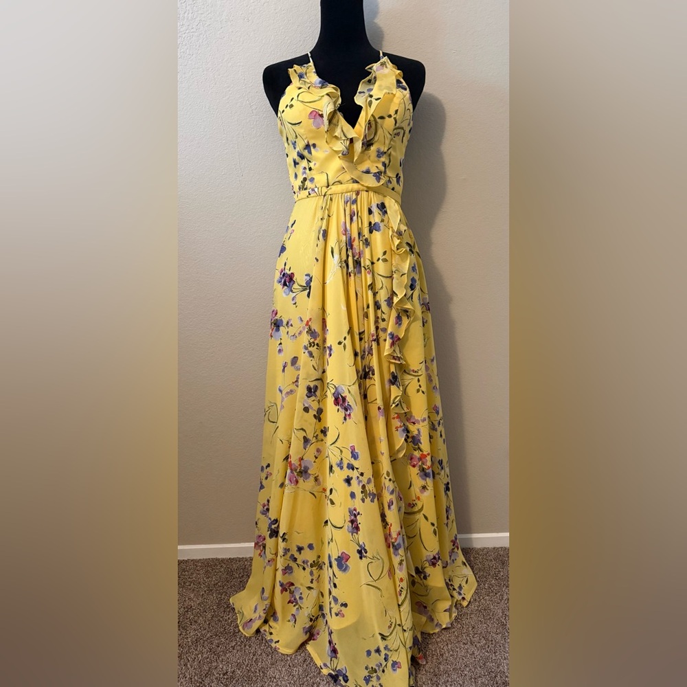 Floral-Printed Chiffon Gown